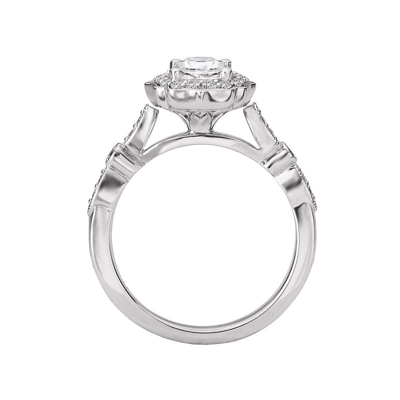Elegant Orbelle Halo Semi-Mount Diamond Ring in 14K White Gold