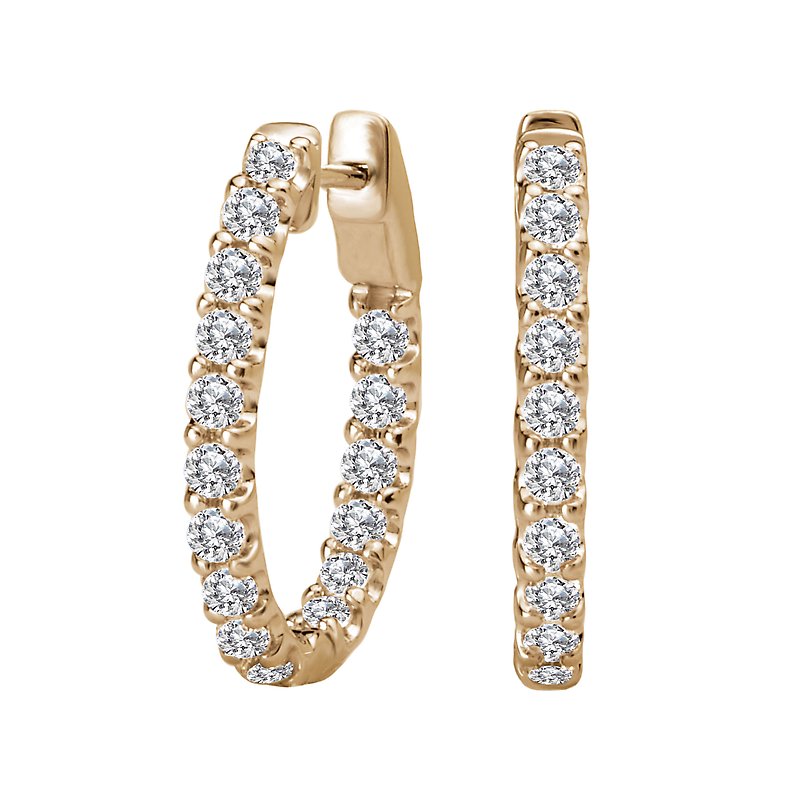 Luxora Ladies Diamond Hoop Earrings in 14K White Gold