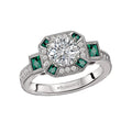 Orbelle Tsavorite and Diamond Halo Semi-Mount Ring in 14K White Gold