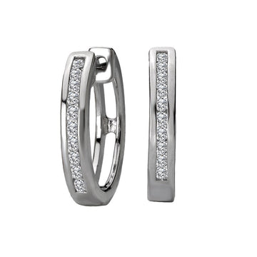Luxora White Gold Round Diamond Hoop Earrings - 14K Fashion Jewelry
