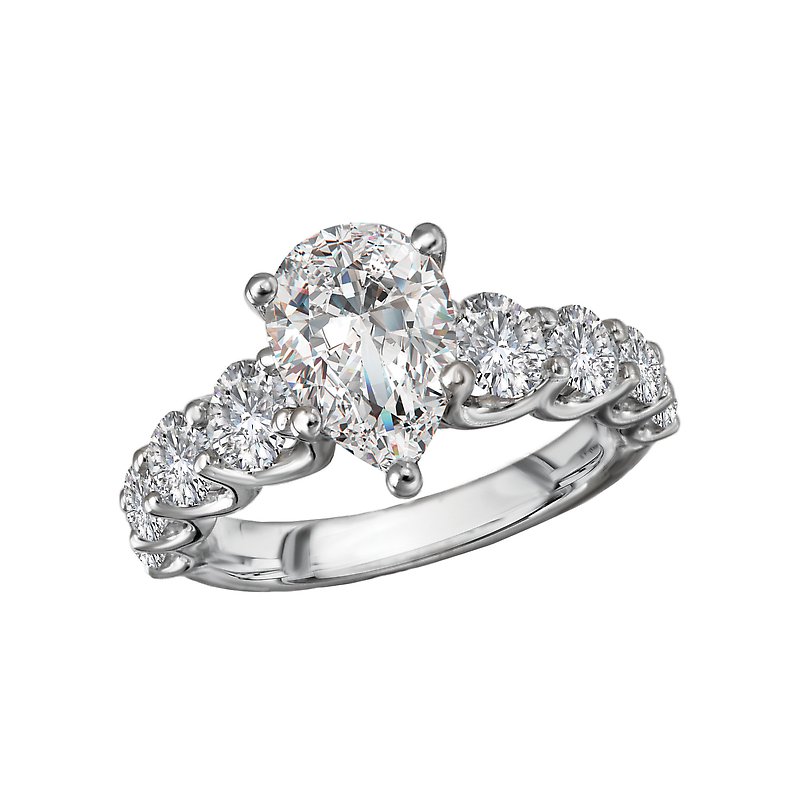 Bandora 14K White Gold Lab Grown Diamond Pear Semi-Mount Engagement Ring