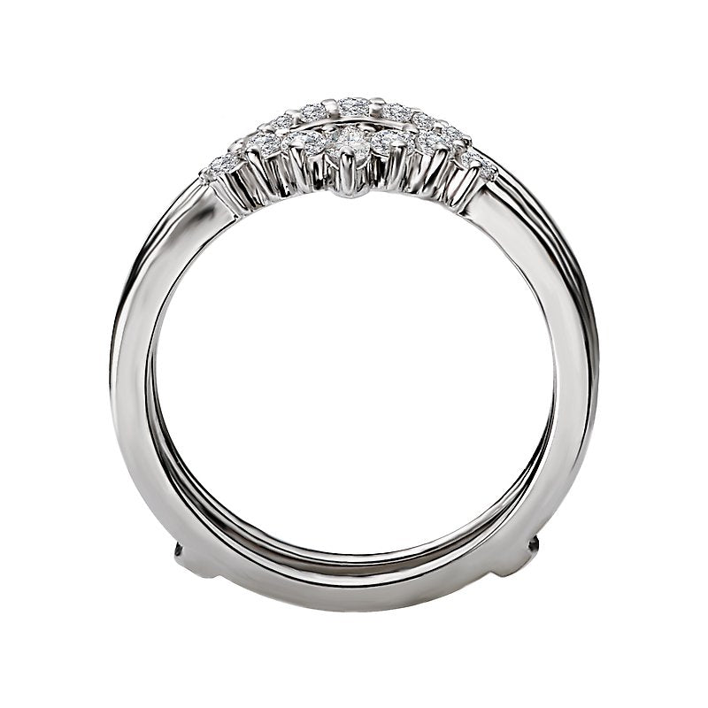 Glemera Diamond Wrap Guard Ring in 14K White Gold with Round and Marquise Diamonds