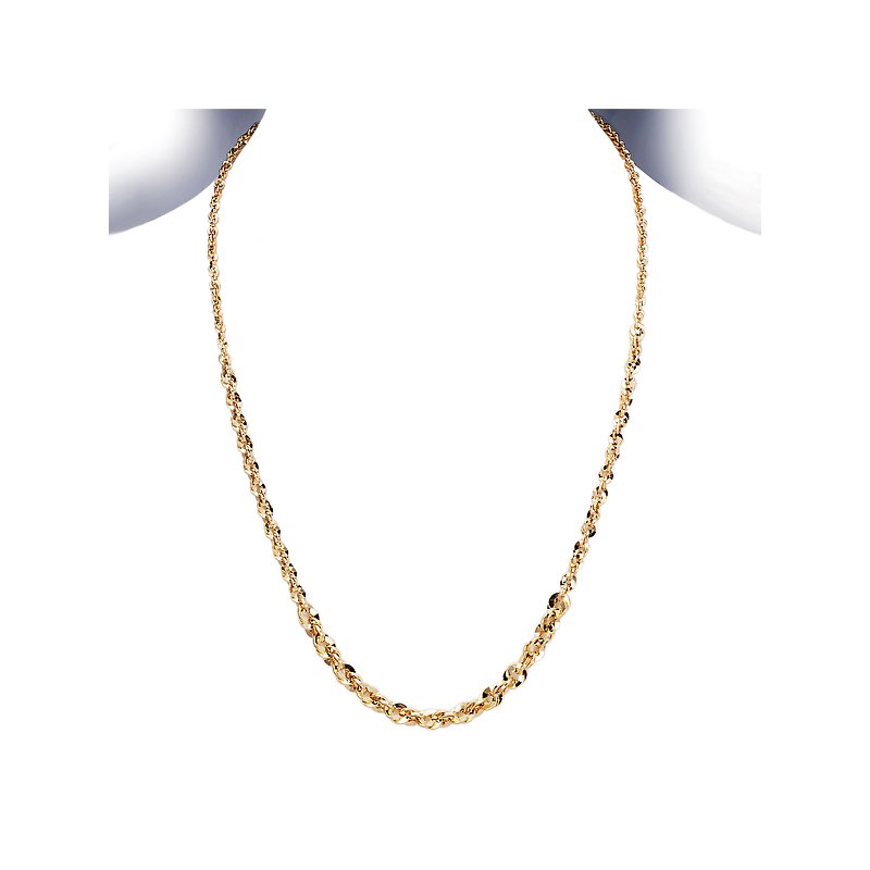 Luxora 14K Yellow Gold Italian Link Chain Necklace - Lightweight Hammered Design