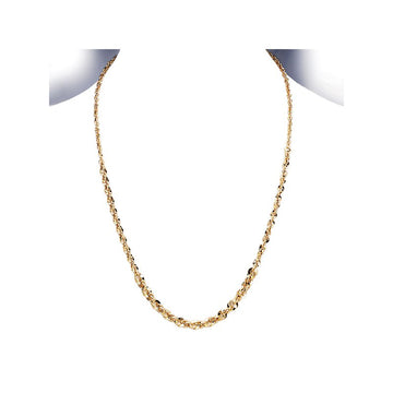 Luxora 14K Yellow Gold Italian Link Chain Necklace - Lightweight Hammered Design