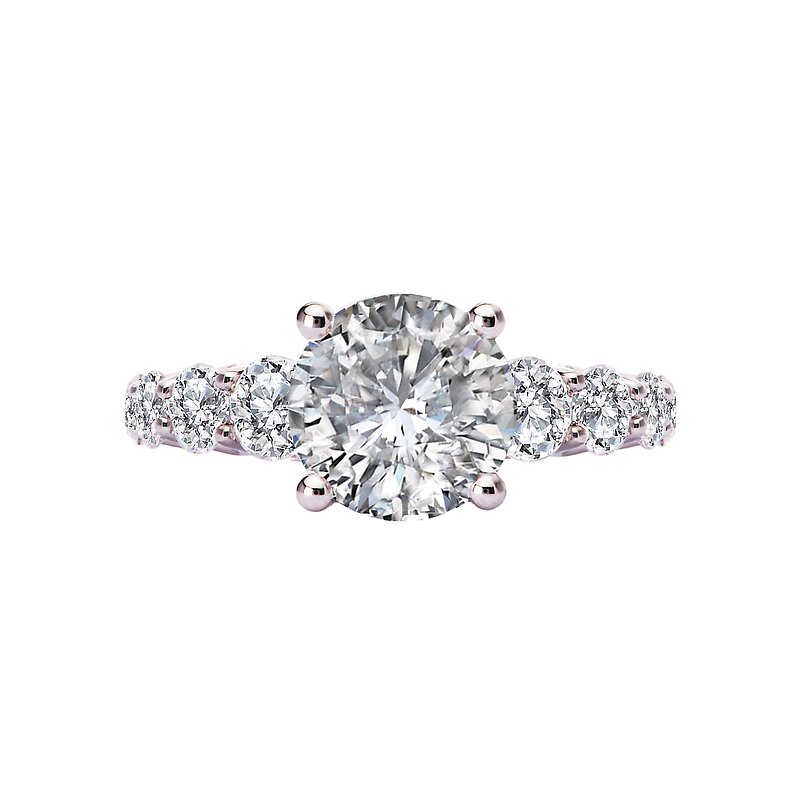 Orbelle Lab Grown Diamond Band Semi-Mount Engagement Ring - Bandora 14K White Gold Round Stone