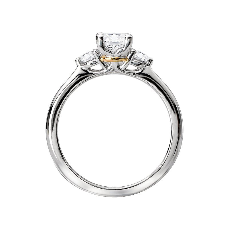 Orbelle Petite 3-Stone Semi-Mount Diamond Ring in Two Tone Gold