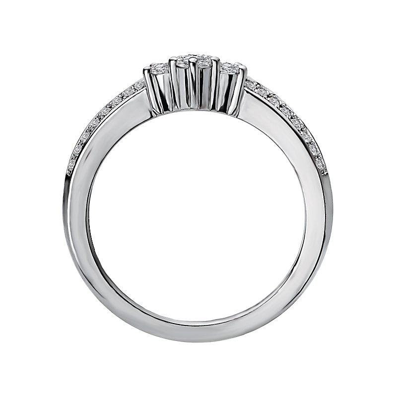 Glemera Diamond Nesting Wedding Band | 14K White Gold Curved Ring with Round White Diamonds