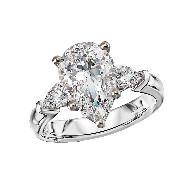 Pear Shaped Lab Grown Diamond Engagement Ring in 14K White Gold
