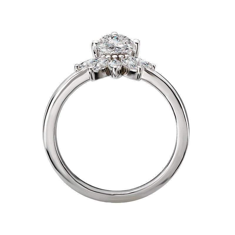Orbelle Diamond Semi-Mount Engagement Ring - Bandora 14K White Gold Pear Shape 8x5.5mm