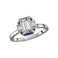 Bandora 14K White Gold Semi-Mount Diamond Engagement Ring with Sapphire Halo