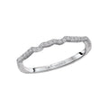 Orbelle Curved Wedding Band in 18K White Gold with Round Faceted Diamond