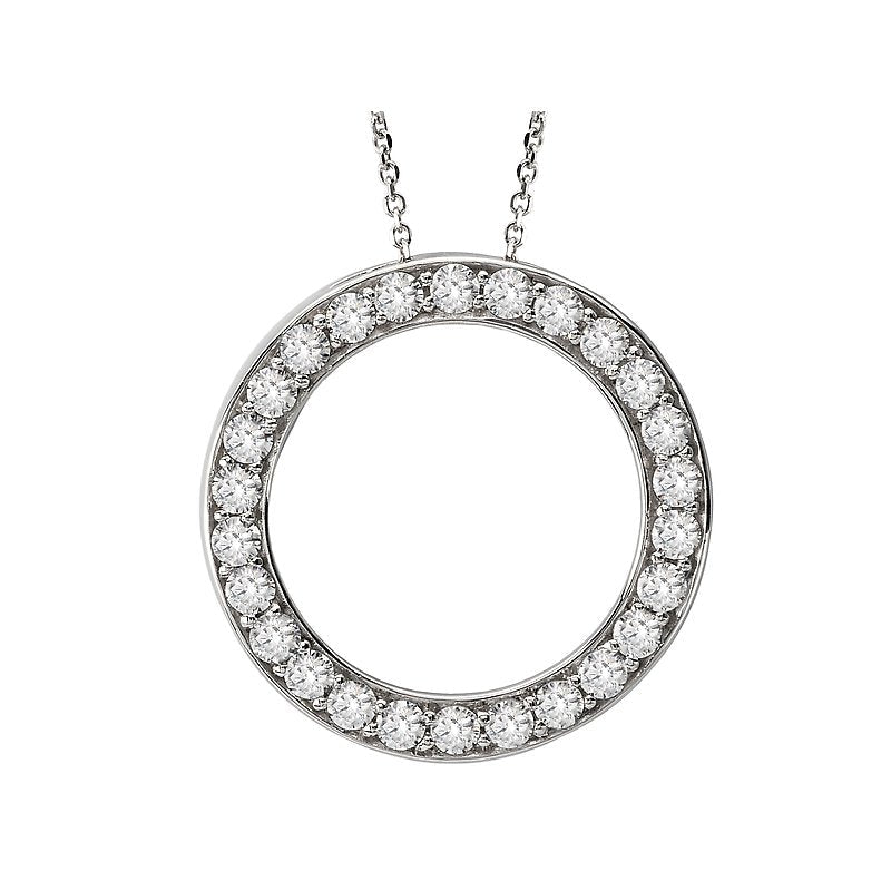 Aurenza Classics CZ Circle Necklace in 14K White Gold
