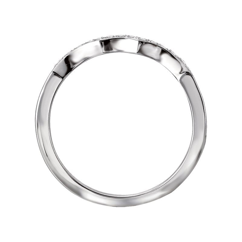 Glemera Scalloped Wedding Band - 14K White Gold Diamond Ring