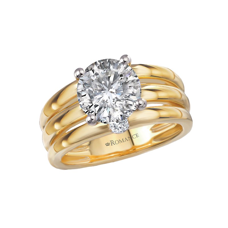 Orbelle 14K Yellow Gold 3-Stone Diamond Semi-Mount Engagement Ring