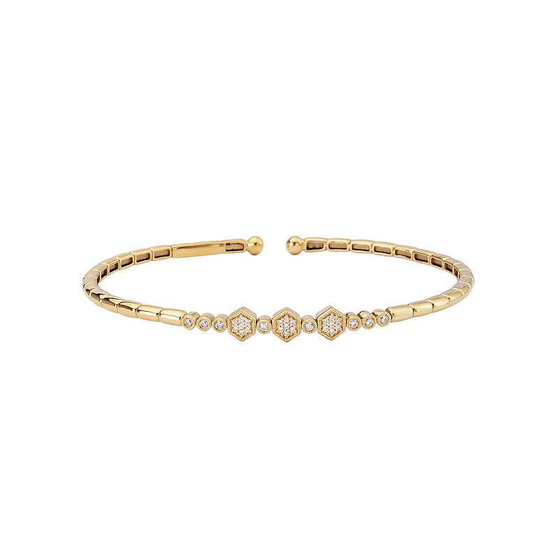 Luxora 14K Yellow Gold Diamond Cuff Bracelet