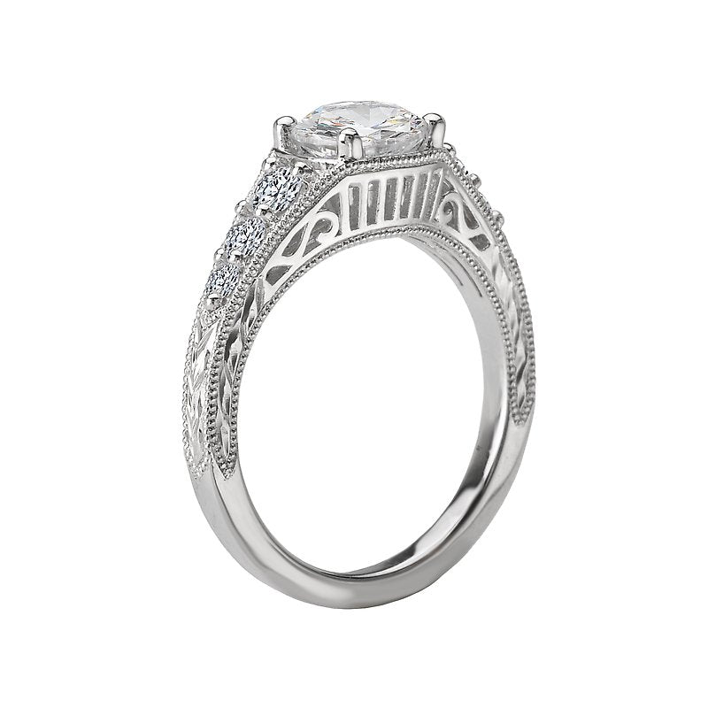 Vintage 18K White Gold Diamond Semi-Mount Engagement Ring