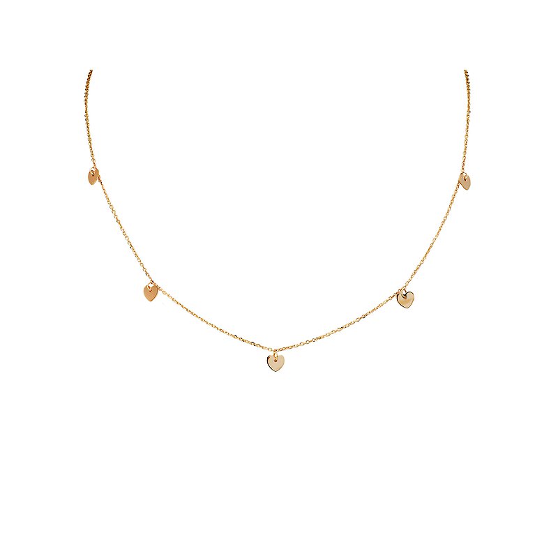 Luxora Italian 14kt Gold Heart Necklace | Delicate Dangling Hearts