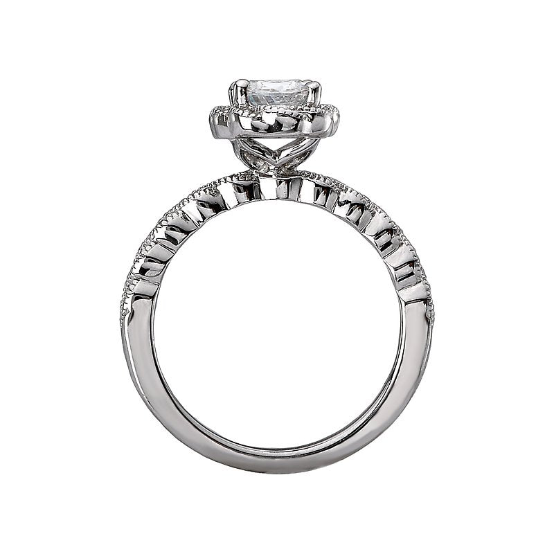 Glemera Halo Oval Diamond Semi-Mount Ring in 14K White Gold