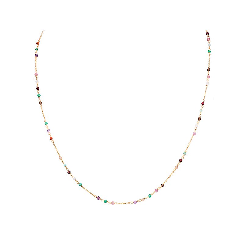 Luxora Italian 14kt Gold Multi-Color Tourmaline Bead Necklace