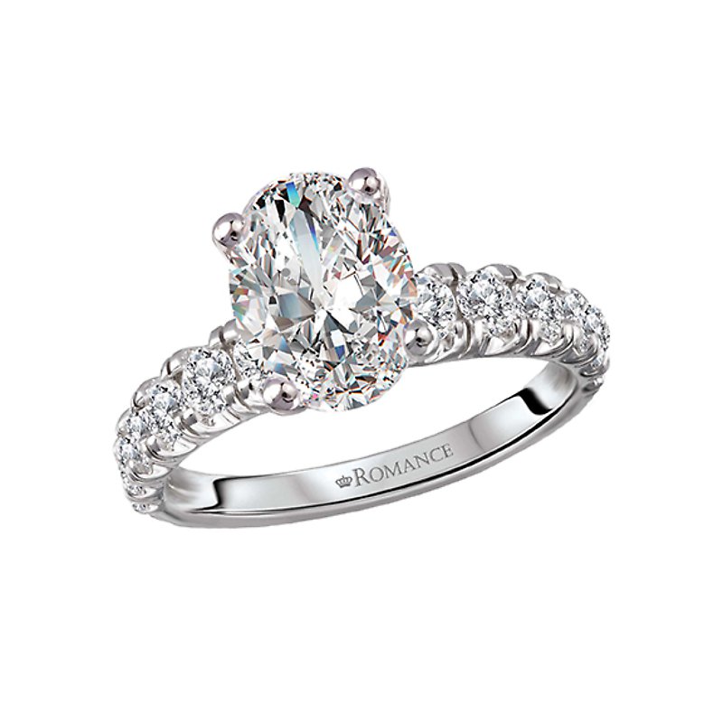 Orbelle Diamond Semi-Mount Engagement Ring | Bandora 14K White Gold Oval 10x7mm