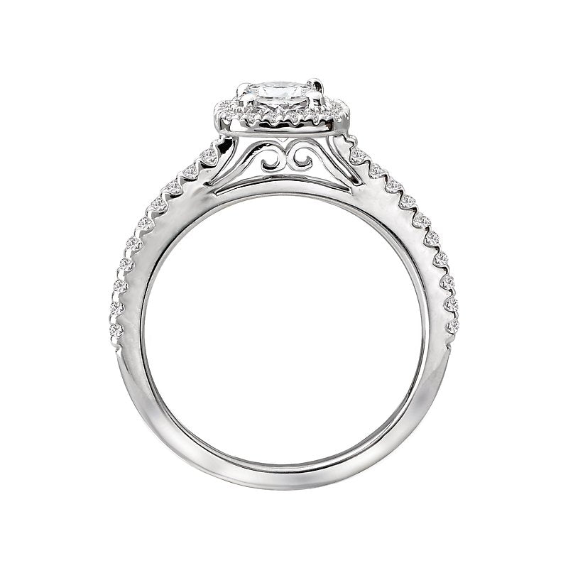 Orbelle Petite 14K White Gold Halo Diamond Engagement Ring