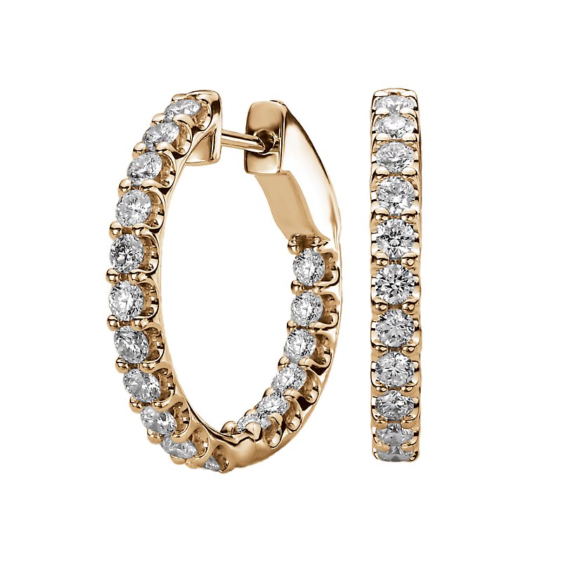 Luxora 14K White Gold Diamond Hoop Earrings | Classic In & Out Style