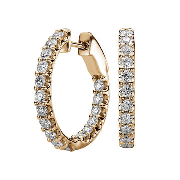 Luxora 14K White Gold Diamond Hoop Earrings | Classic In & Out Style