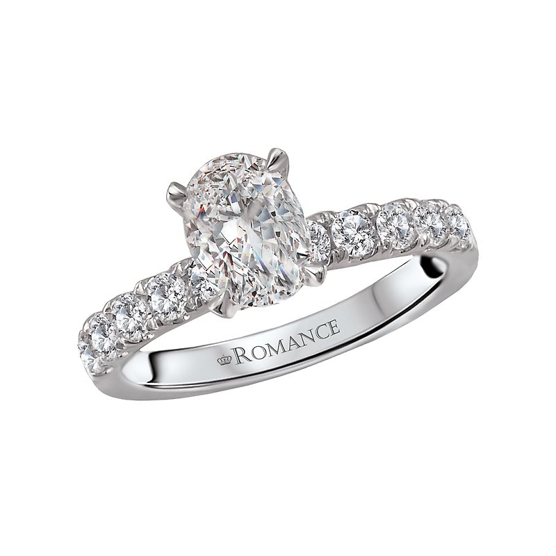 Orbelle 18K White Gold Oval Diamond Semi-Mount Engagement Ring