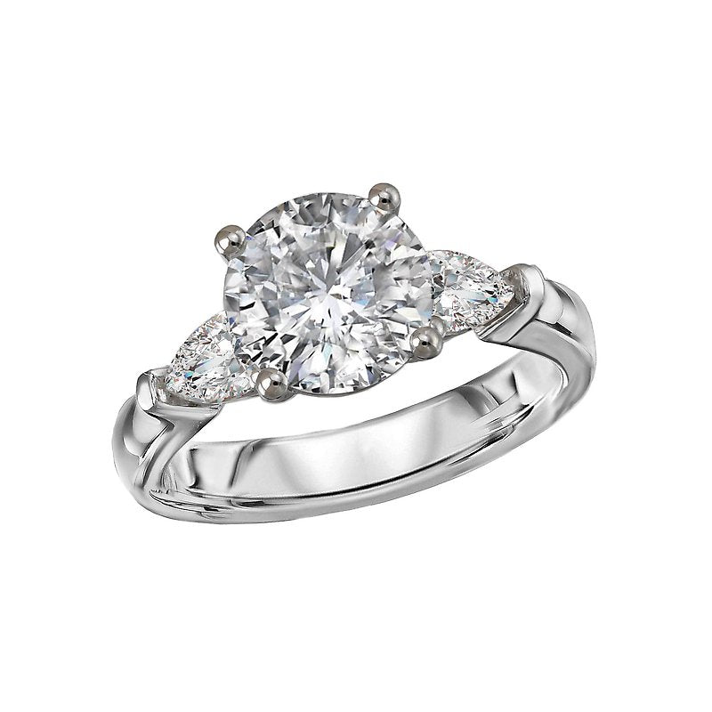 3-Stone Pear Lab Grown Diamond Engagement Ring in 14K White Gold