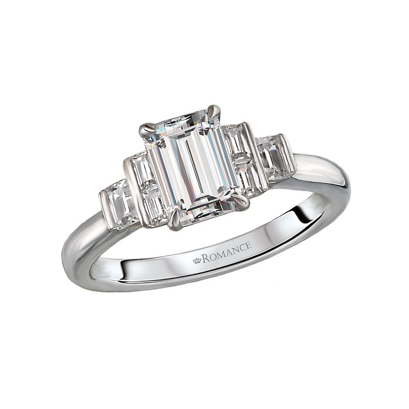 Orbelle White Gold Baguette Diamond Semi-Mount Engagement Ring