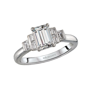 Orbelle White Gold Baguette Diamond Semi-Mount Engagement Ring