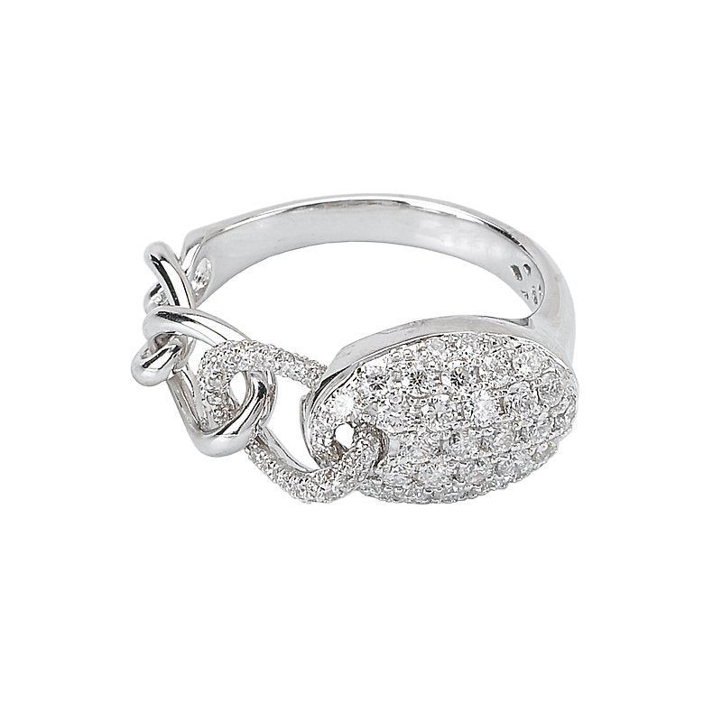 Luxora Oval Shape Diamond Pave Ring in 14K White Gold
