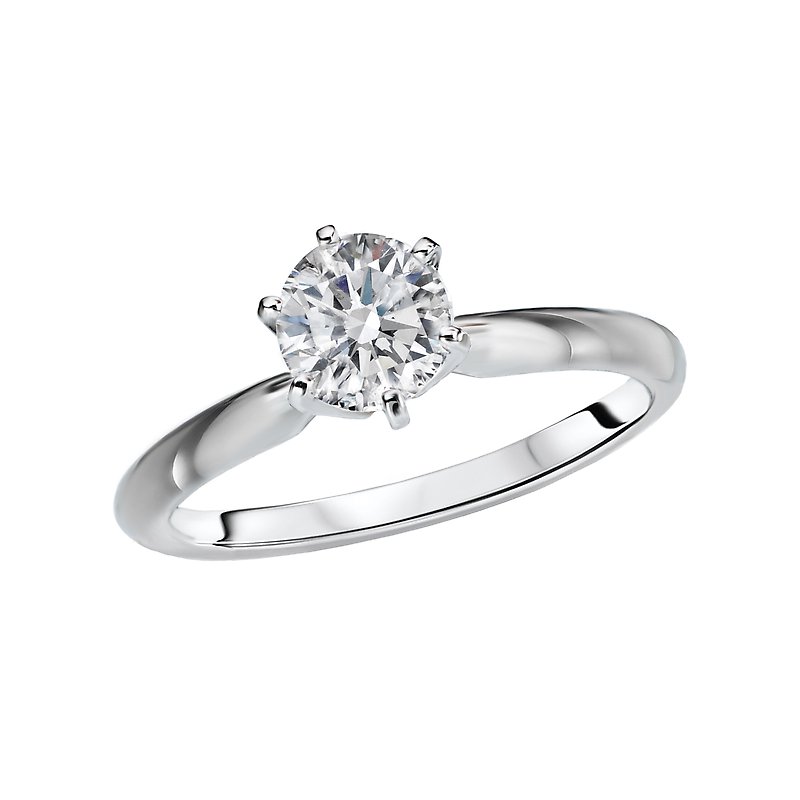 Glemera Solitaire Diamond Ring - 14K White Gold 1 Carat Round Cut Engagement Ring