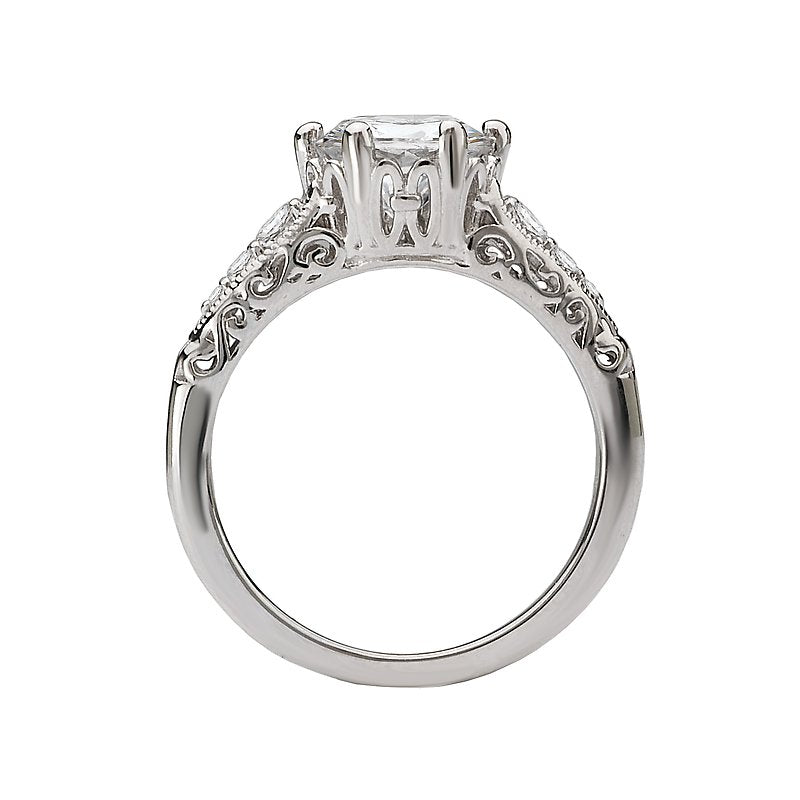 Vintage White Gold Diamond Semi-Mount Ring - Orbelle 14K Collection