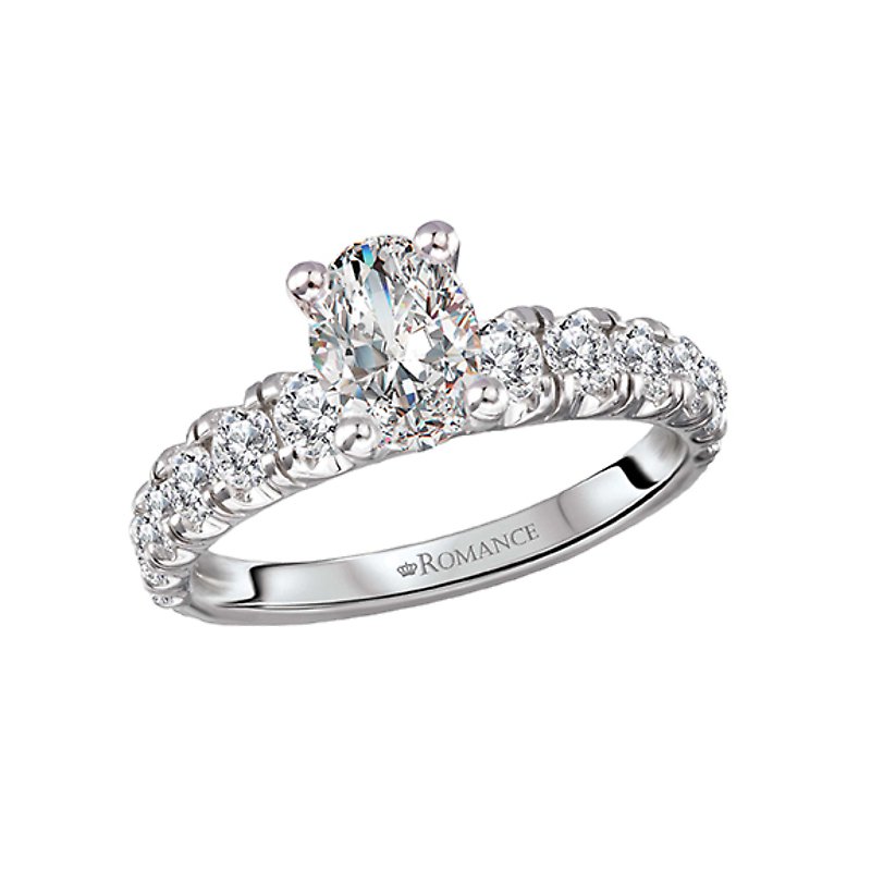 Orbelle Diamond Semi-Mount Engagement Ring | 14K White Gold Oval 8x6mm