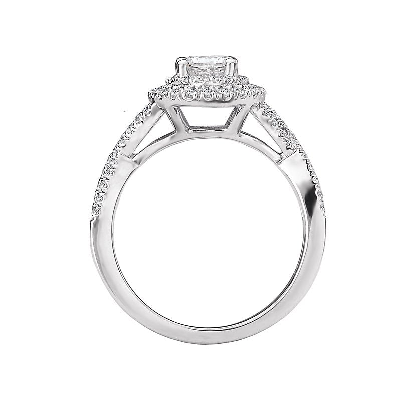Glemera Double Halo Semi-Mount Diamond Ring in 14K White Gold