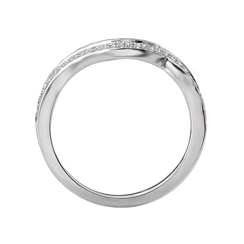 Glemera Curved Wedding Band in 14K White Gold with Round Diamonds