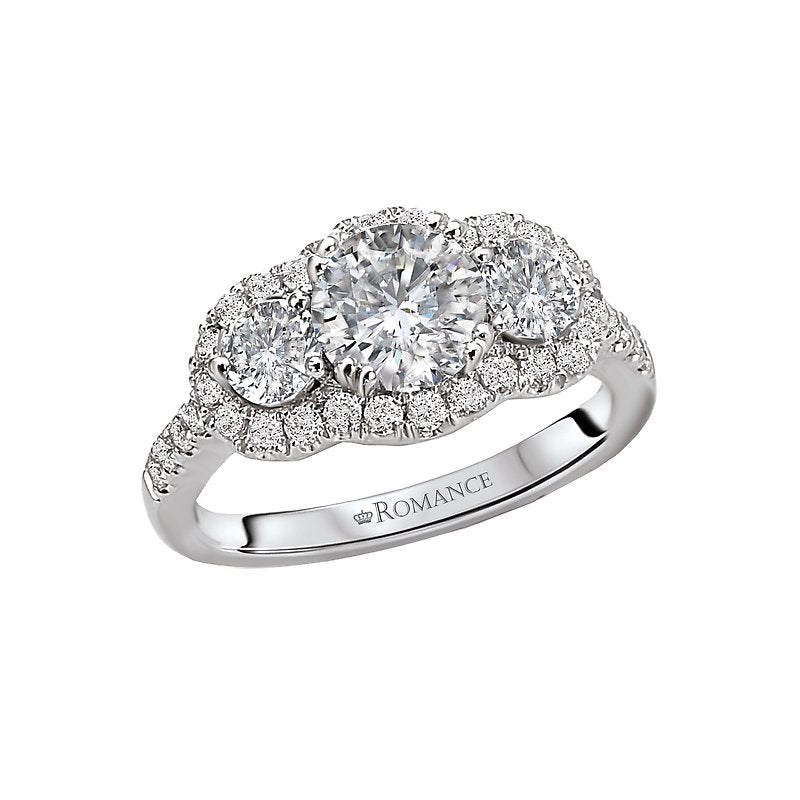 Orbelle 3 Stone Semi-Mount Diamond Engagement Ring in 14K White Gold