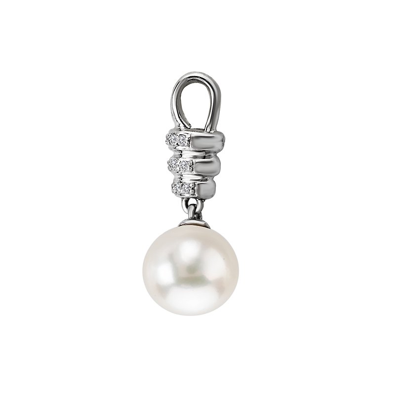 Luxora White Gold Diamond and Freshwater Cultured Pearl Pendant