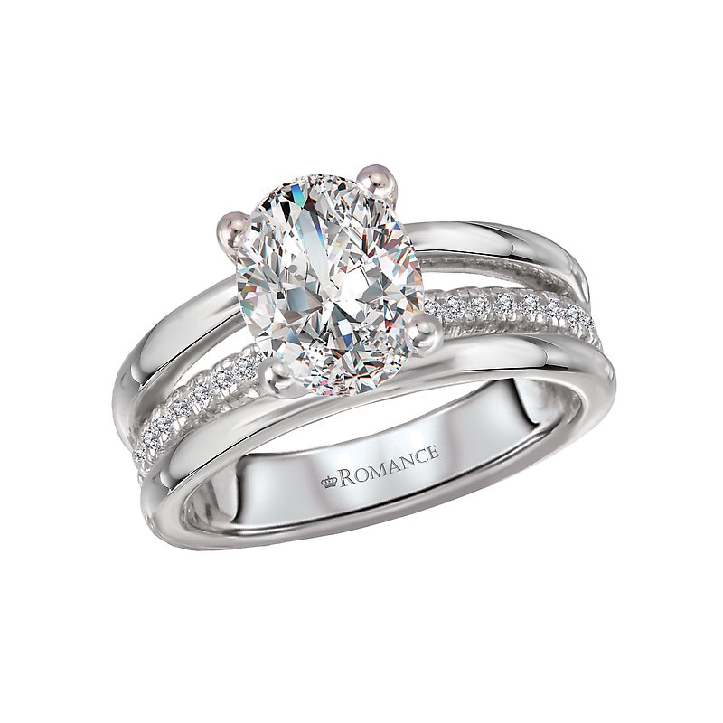 Orbelle Three Row Diamond Engagement Ring - 14K White Gold Semi-Mount