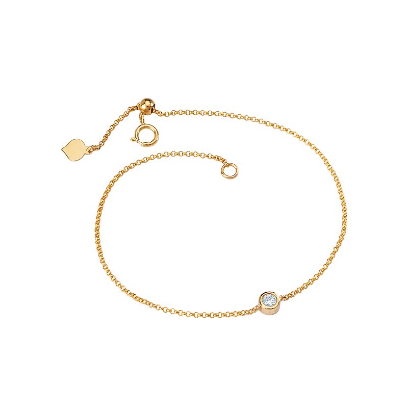 Luxora 14kt Yellow Gold Diamond Bezel Set Bracelet - Rollo Chain
