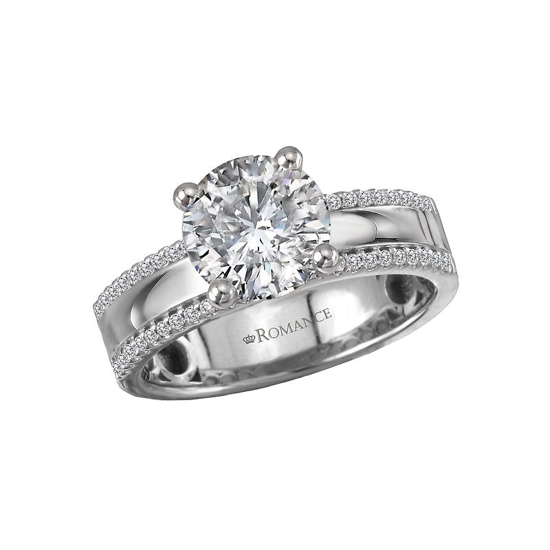 Orbelle Wide Band Semi-Mount Diamond Engagement Ring in 14K White Gold