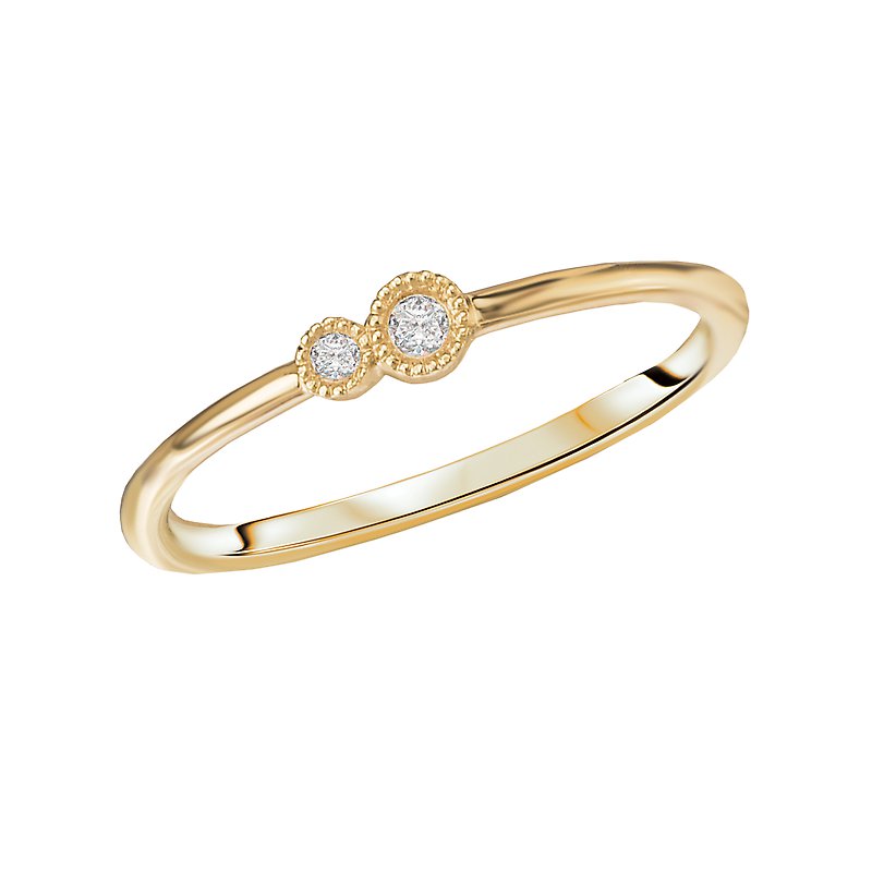 Luxora Ladies Diamond Fashion Ring - 14K Yellow Gold Round Bezel Set Diamond Ring