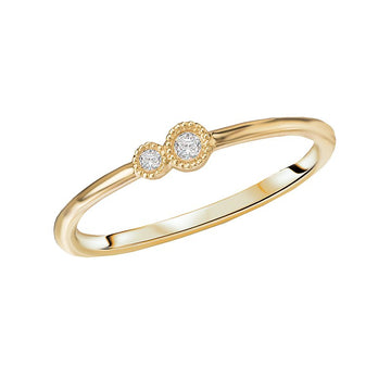 Luxora Ladies Diamond Fashion Ring - 14K Yellow Gold Round Bezel Set Diamond Ring