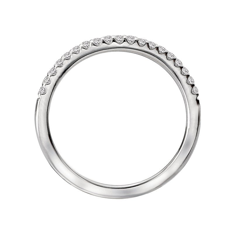 Orbelle Petite Curved Matching Wedding Band in 14K White Gold with Round Brilliant Cut Diamonds