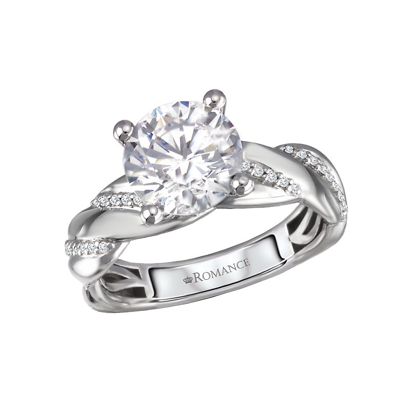 Bandora 14K White Gold Swirled Diamond Engagement Ring Semi-Mount