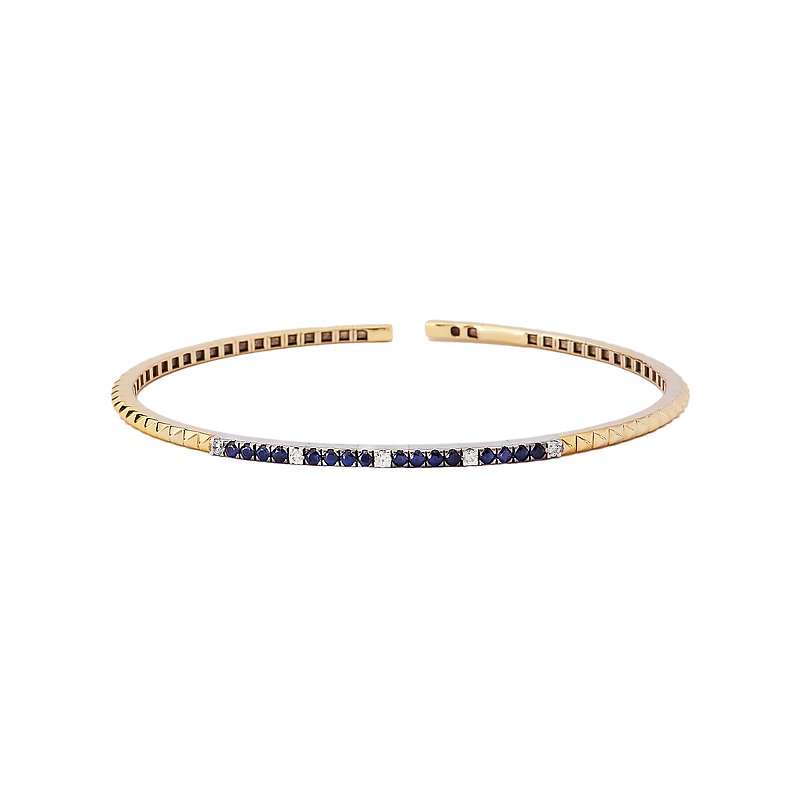 Luxora Diamond and Sapphire Cuff Bracelet in 14kt Yellow Gold