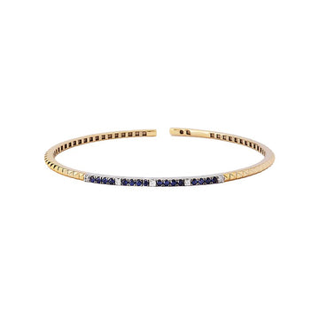Luxora Diamond and Sapphire Cuff Bracelet in 14kt Yellow Gold