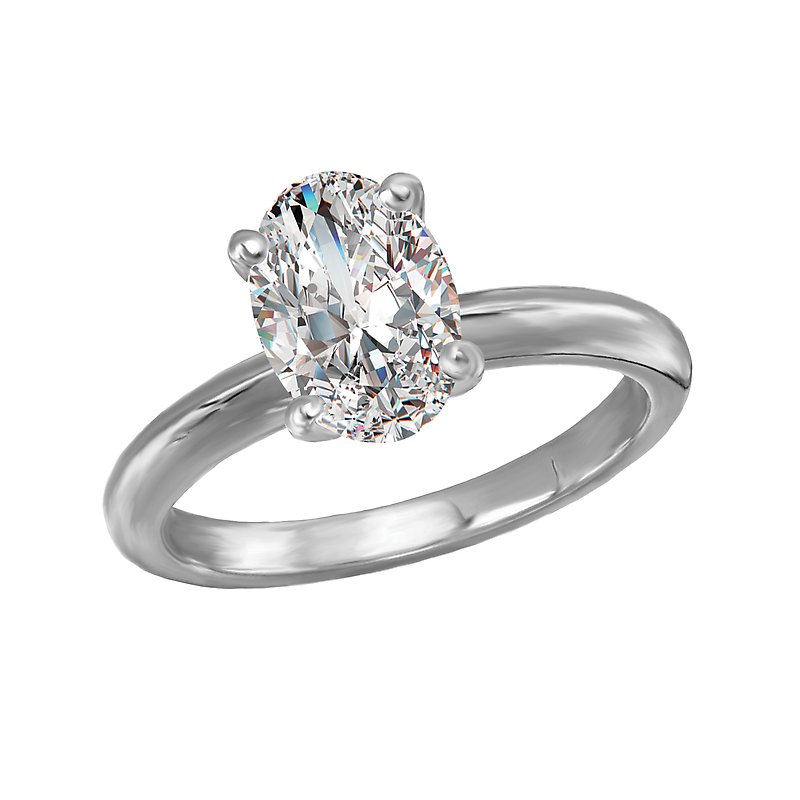 Glemera Solitaire Semi-Mount Diamond Engagement Ring - 14K White Gold Oval 1.5 Carat