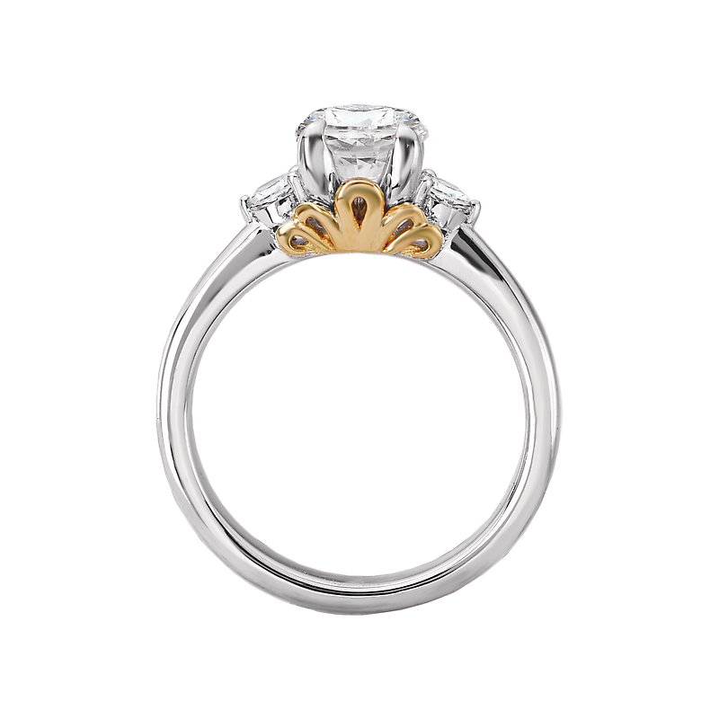 Orbelle 3 Stone Semi-Mount Diamond Ring in 18K Two-Tone Gold